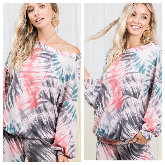 Bohemian Tie Dye Print Boxy Top - Picture 3 of 4